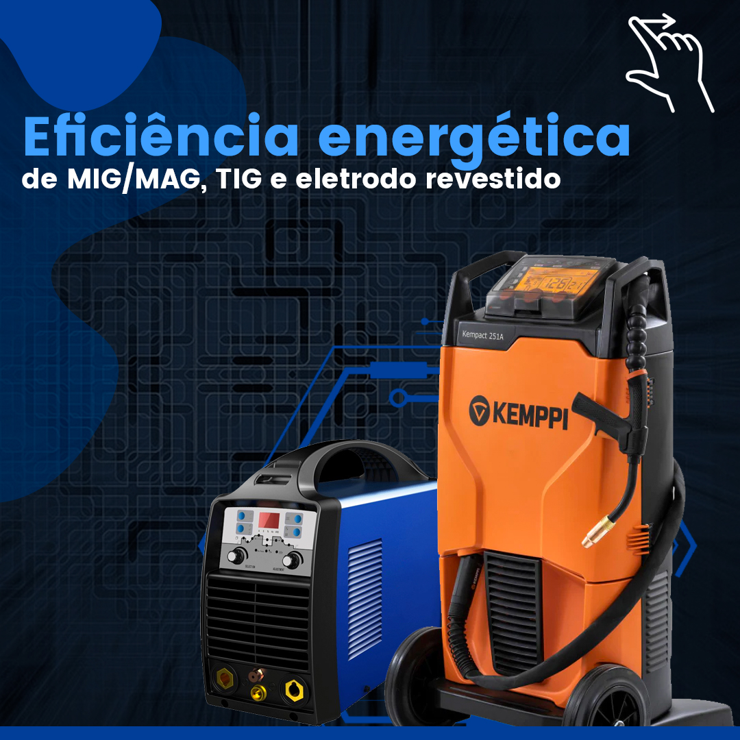 Eficiência energética de MIG/MAG, TIG e eletrodo revestido